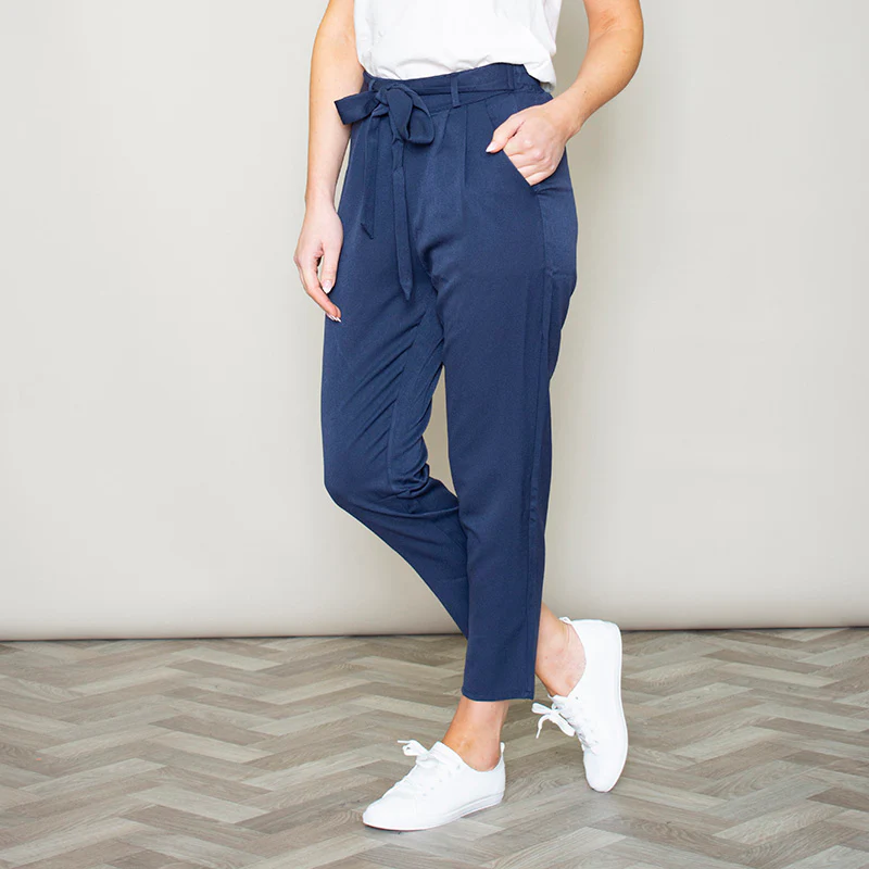 Elastic Tie Waist Trouser (Navy) - Image 3