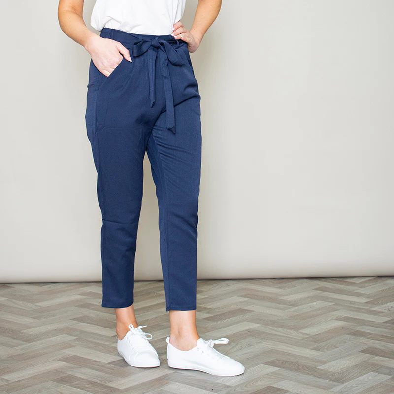Elastic Tie Waist Trouser (Navy) - Image 4
