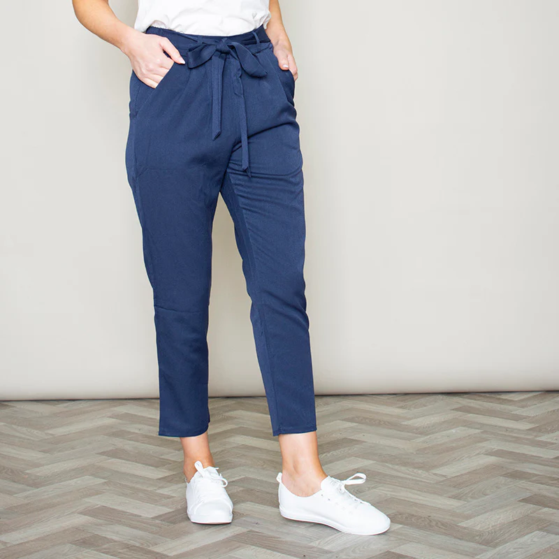 Elastic Tie Waist Trouser (Navy) - Image 5