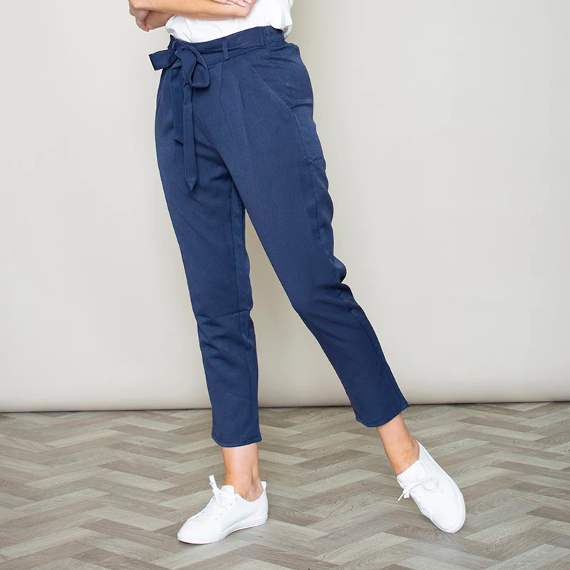 Elastic Tie Waist Trouser (Navy) - Image 6