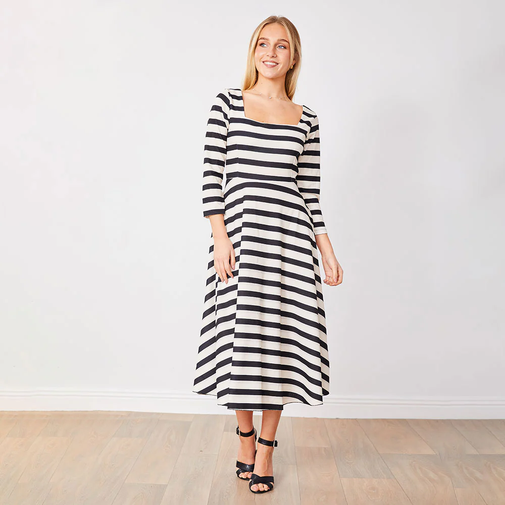 Elsie Dress (Black/White Stripe) - Image 5