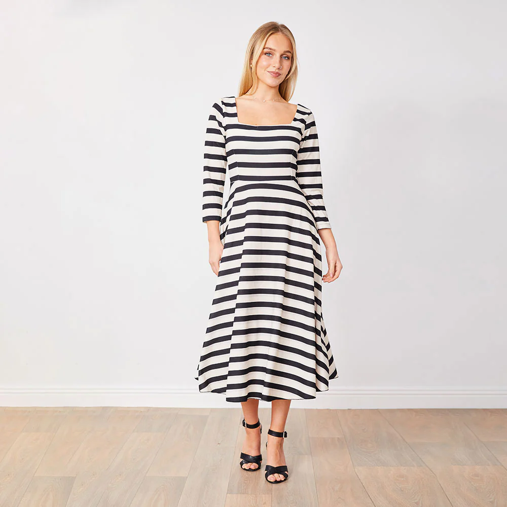 Elsie Dress (Black/White Stripe) - Image 7