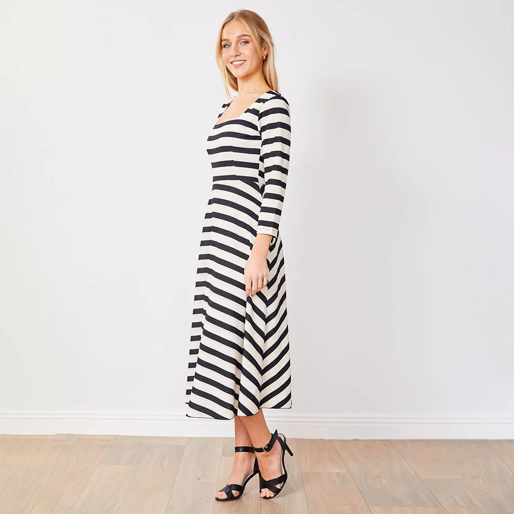 Elsie Dress (Black/White Stripe) - Image 8
