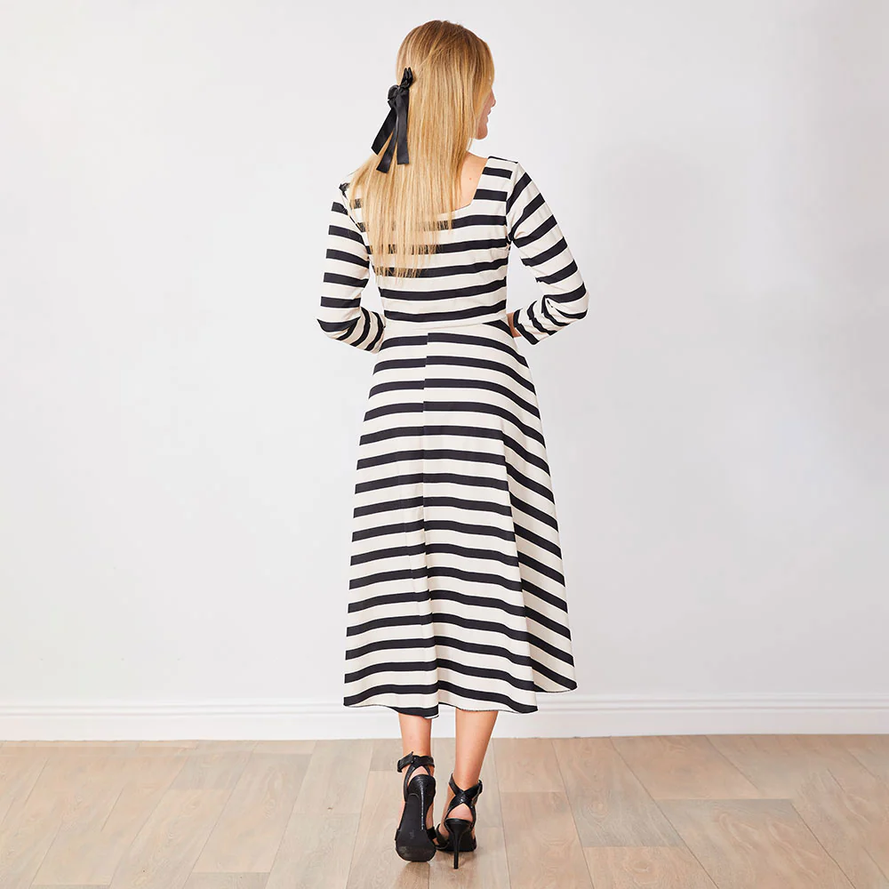 Elsie Dress (Black/White Stripe) - Image 9