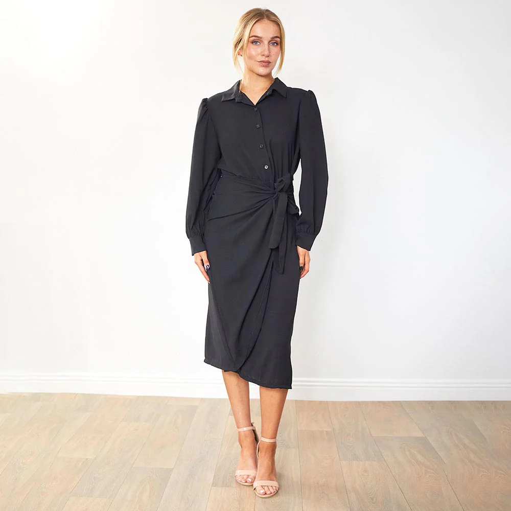 Emerson Wrap Dress (Black) - Image 5