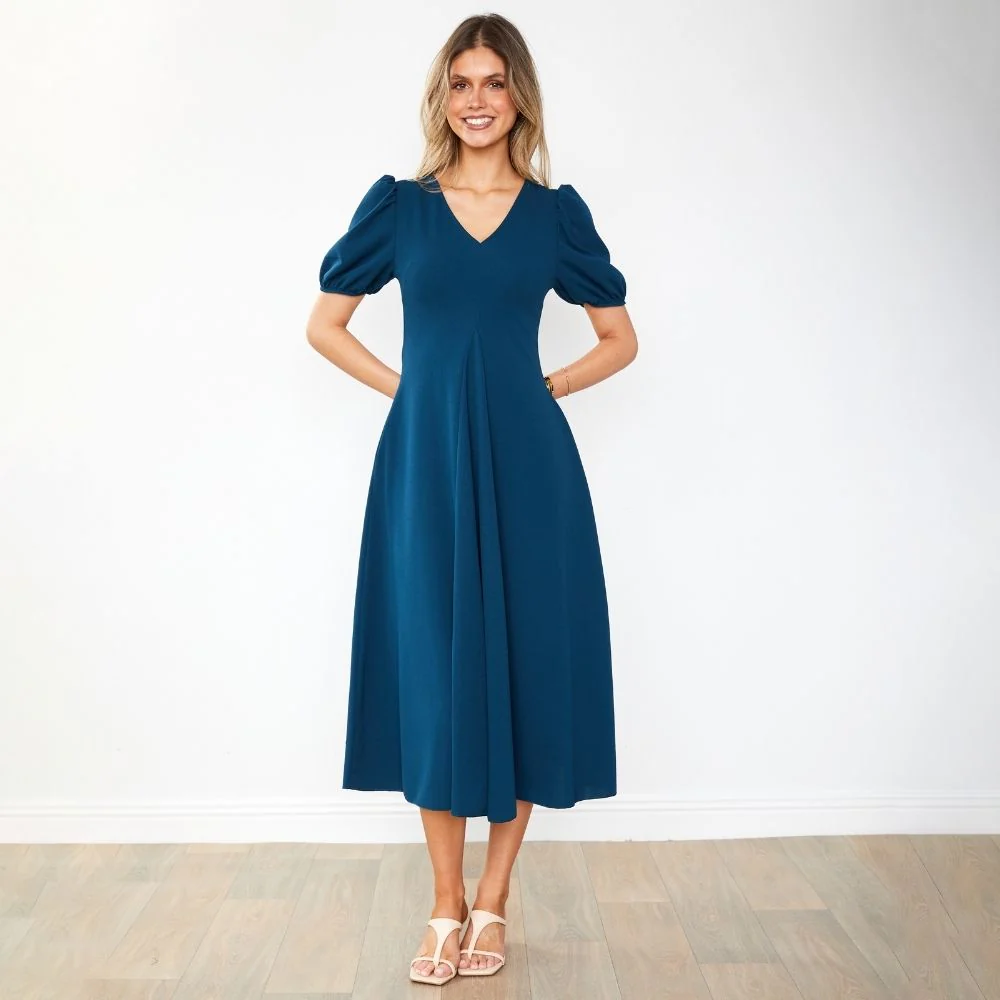 Flora Dress (Peacock Blue) - Image 14
