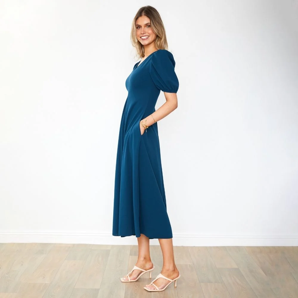 Flora Dress (Peacock Blue) - Image 15