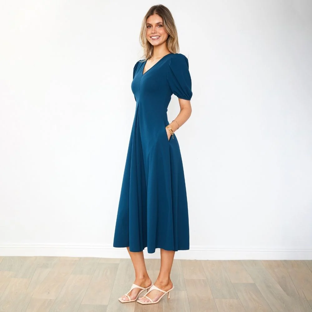 Flora Dress (Peacock Blue) - Image 16