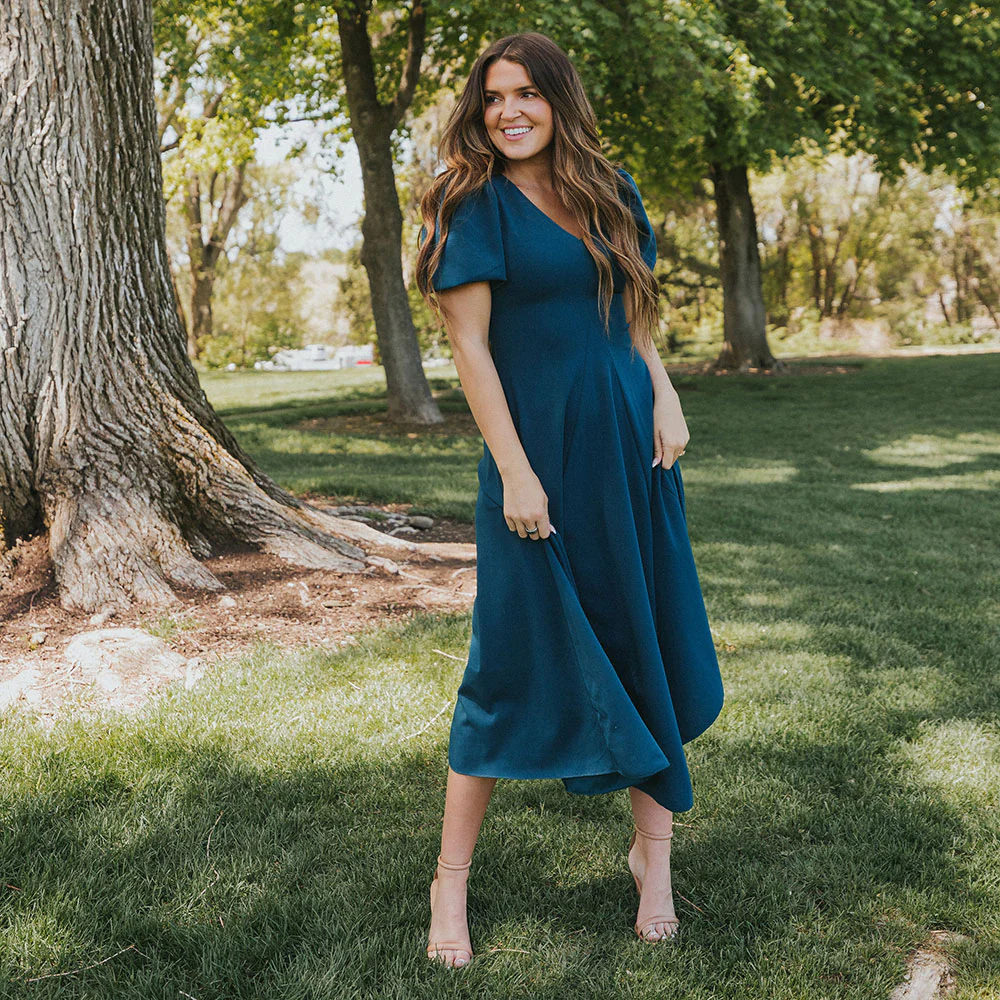 Flora Dress (Peacock Blue) - Image 3