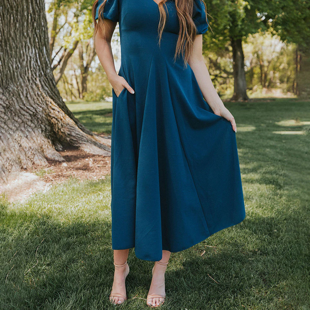 Flora Dress (Peacock Blue) - Image 4