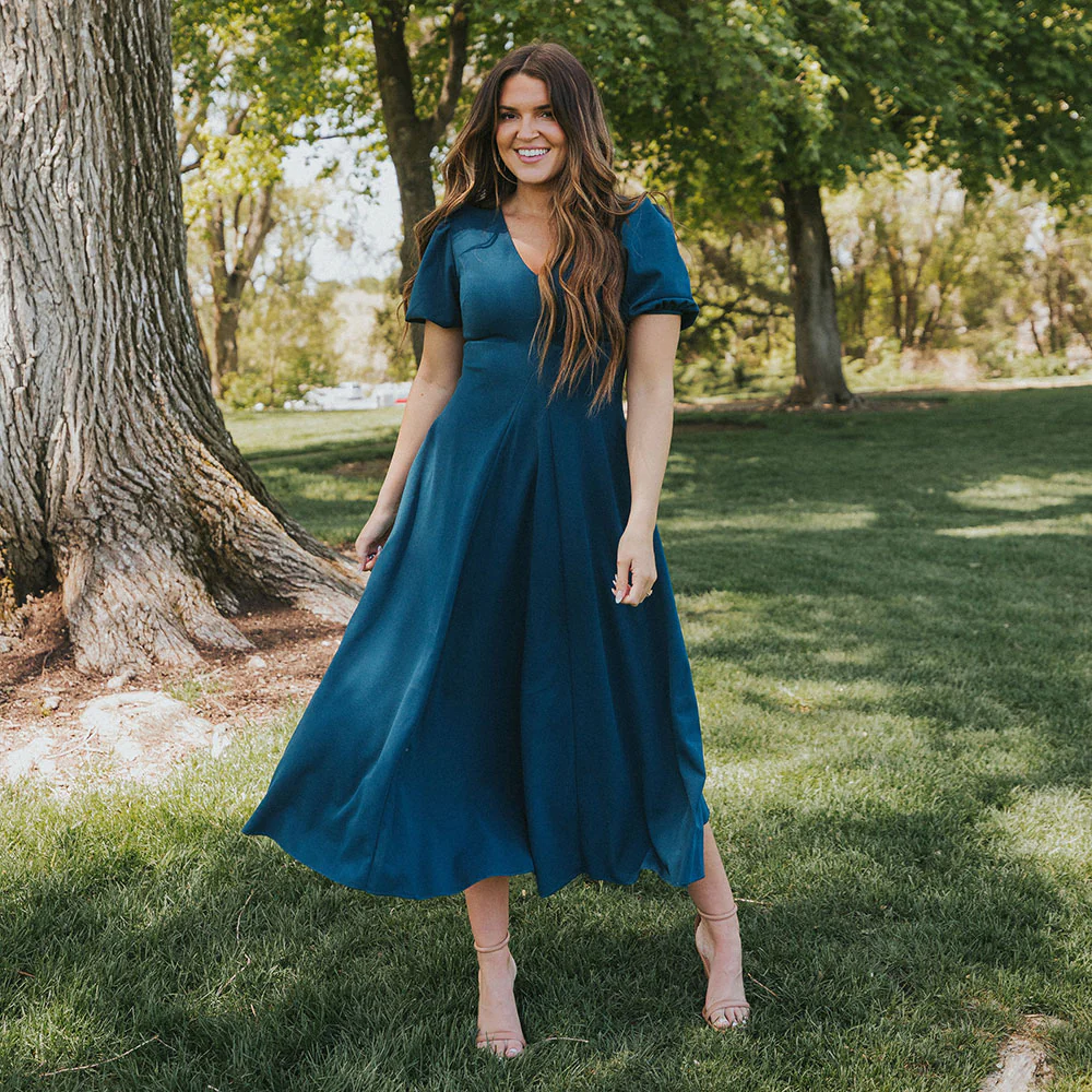 Flora Dress (Peacock Blue) - Image 6