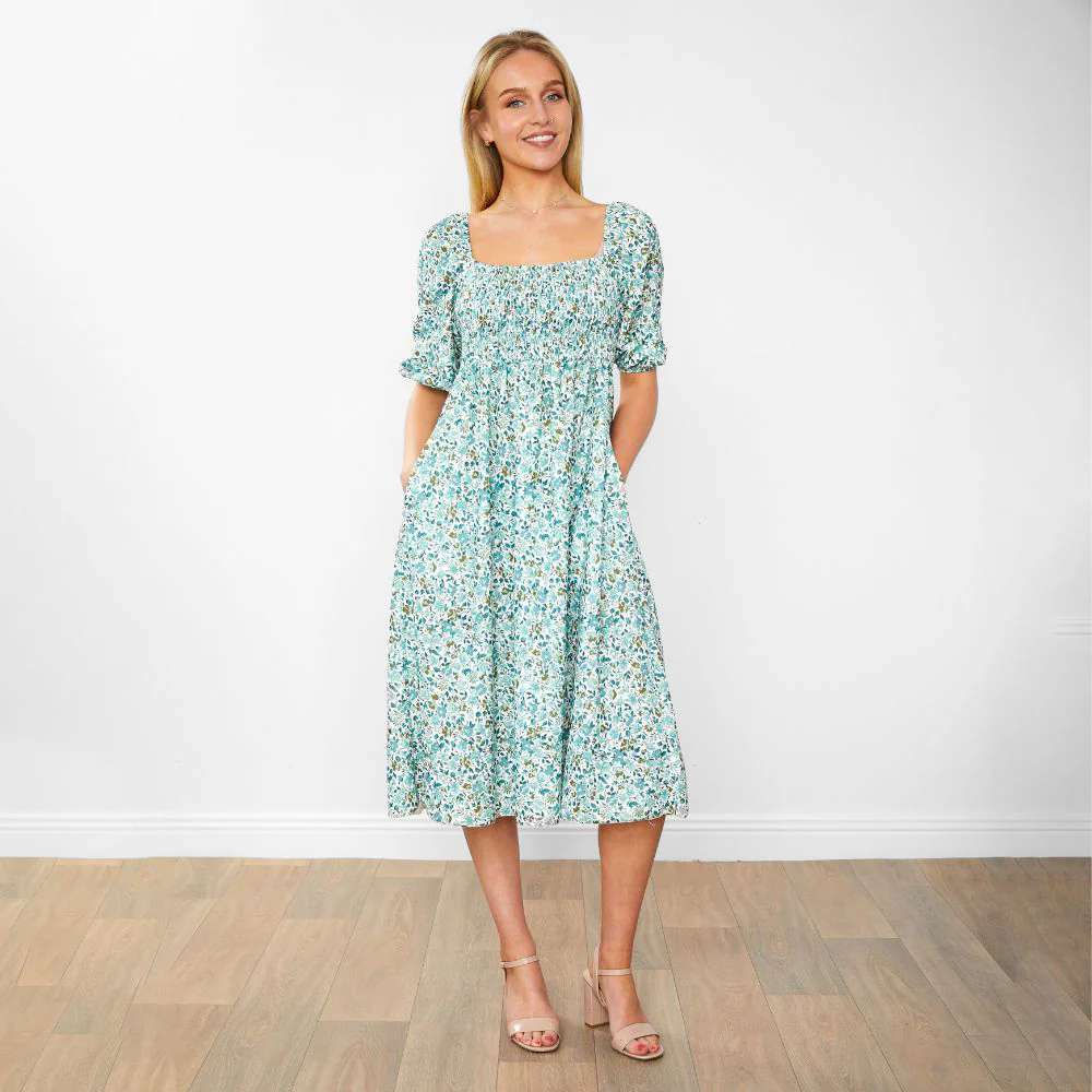 Georgia Dress (Green Flower) - Image 2