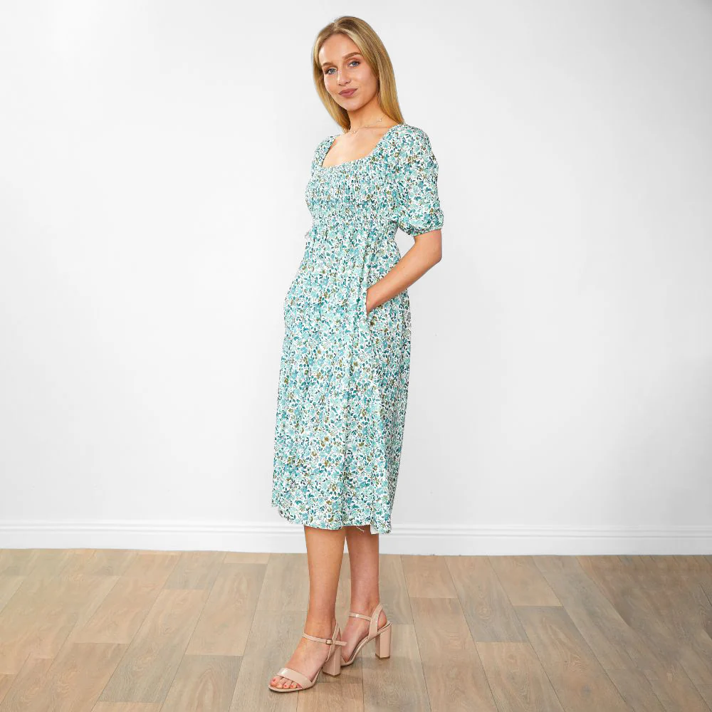 Georgia Dress (Green Flower) - Image 4