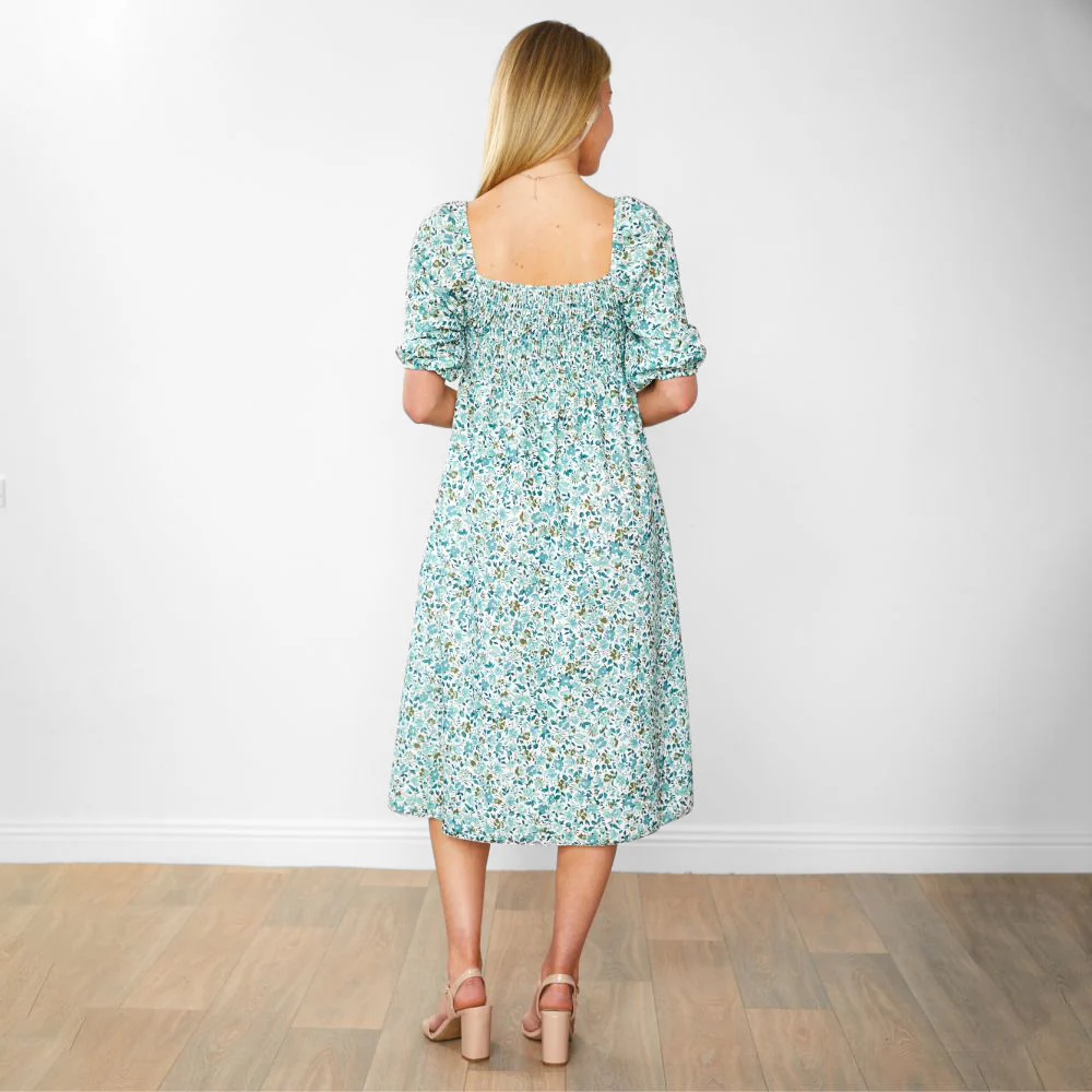 Georgia Dress (Green Flower) - Image 7