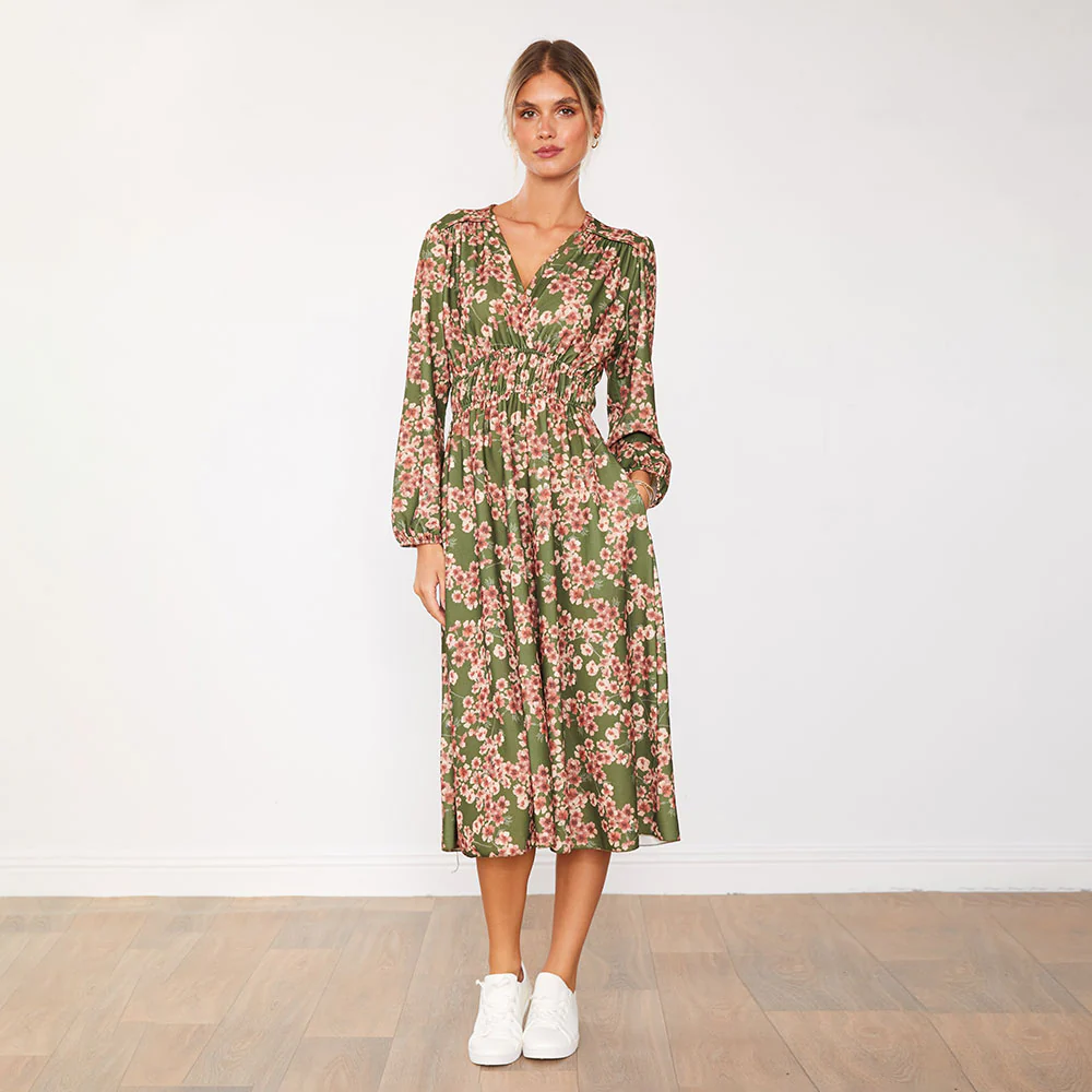 Gina Dress (Olive Floral) - Image 10