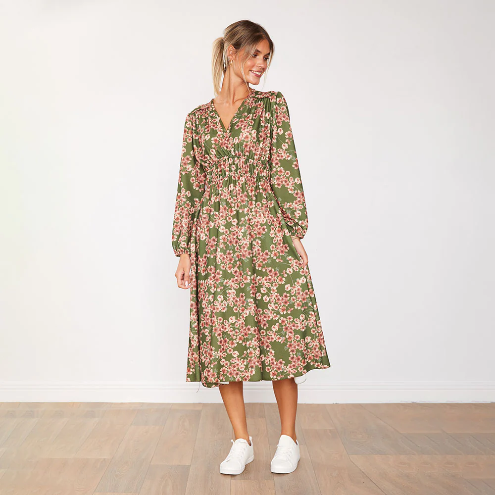 Gina Dress (Olive Floral) - Image 11