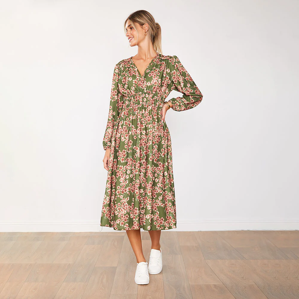 Gina Dress (Olive Floral) - Image 12
