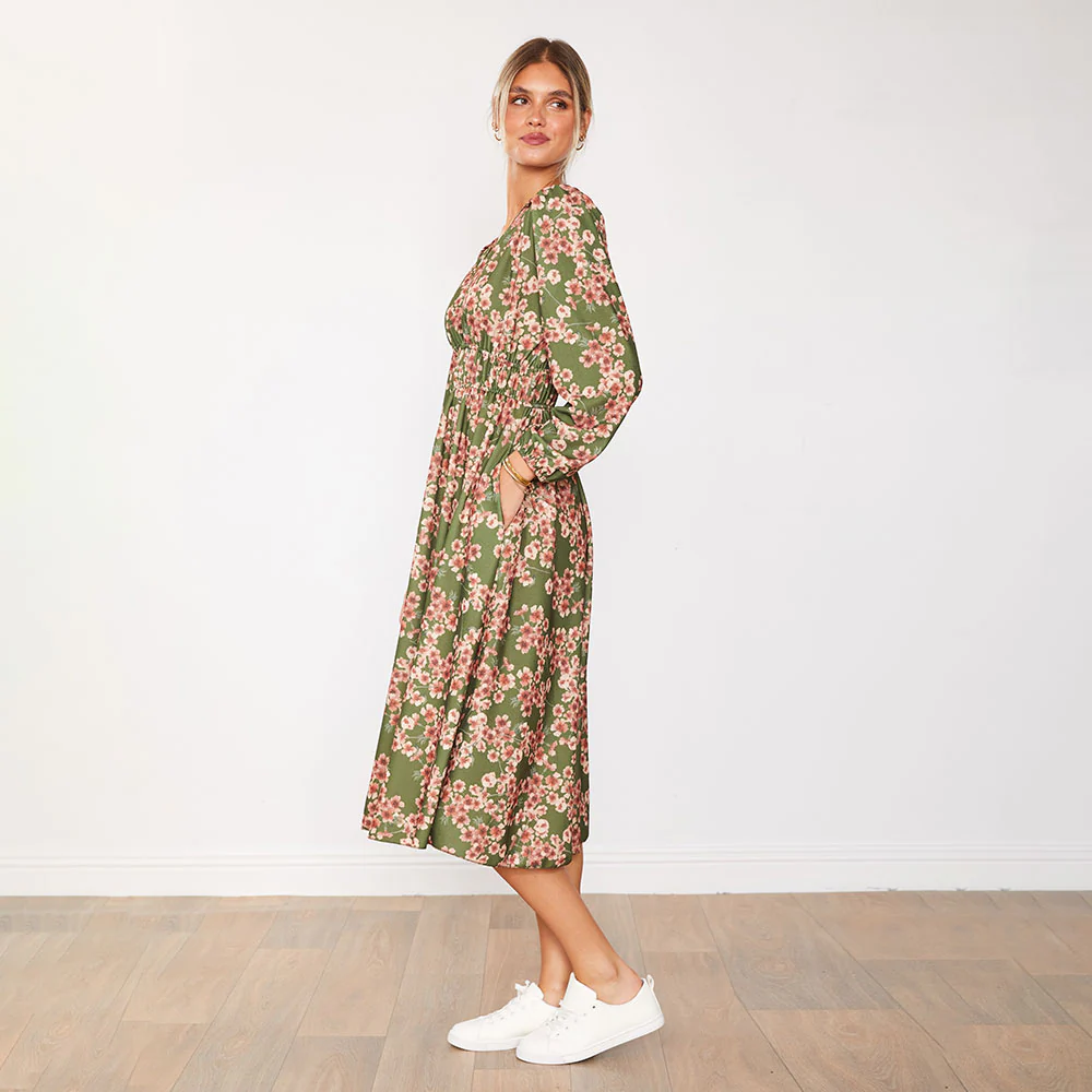 Gina Dress (Olive Floral) - Image 13
