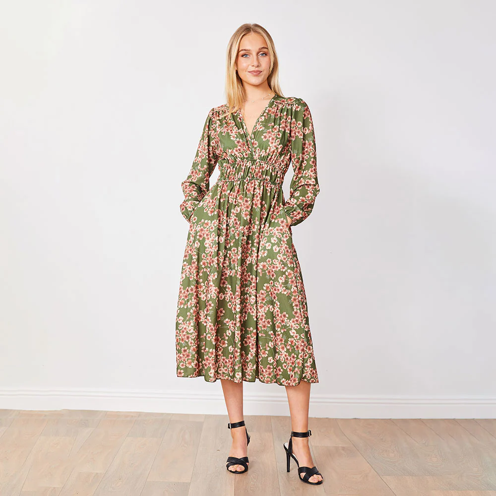 Gina Dress (Olive Floral) - Image 3