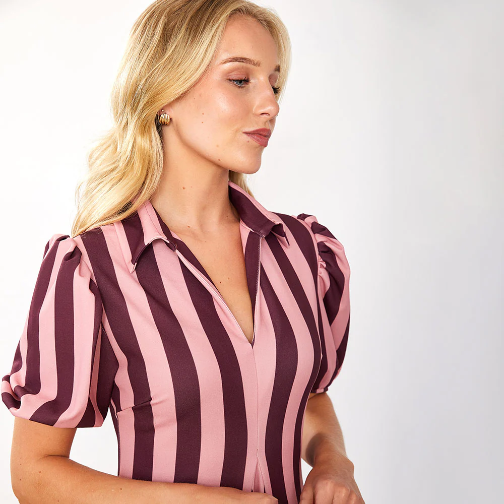 Hazel Dress (Berry Stripe) - Image 11
