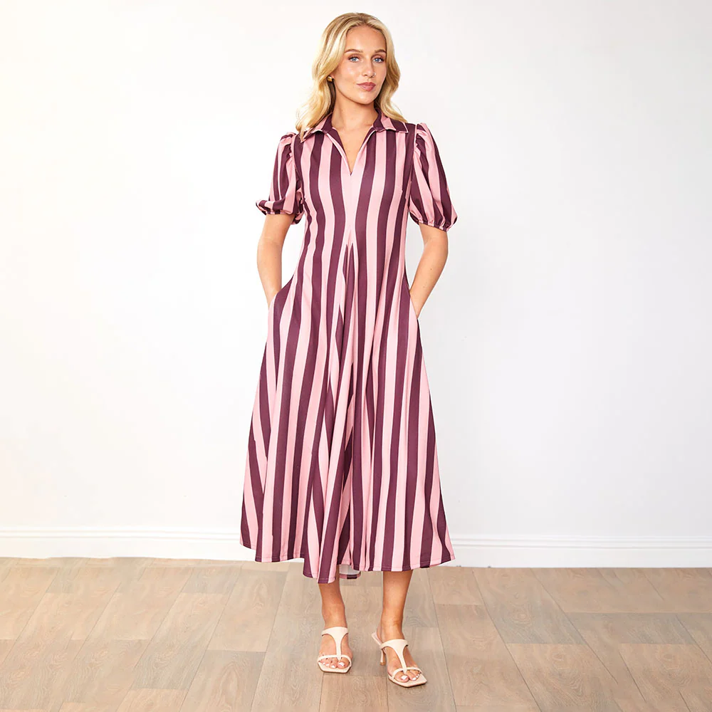 Hazel Dress (Berry Stripe) - Image 12