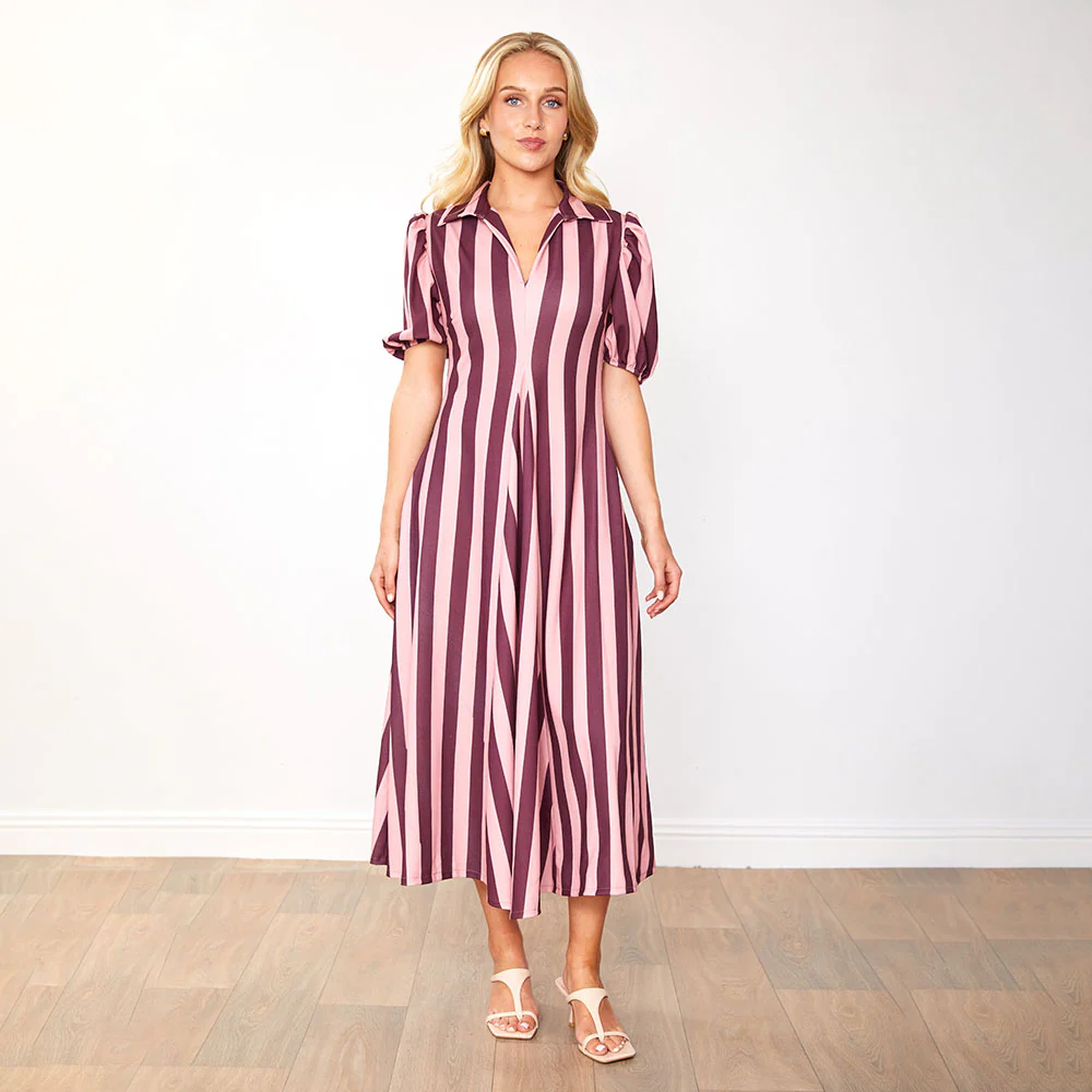Hazel Dress (Berry Stripe) - Image 16
