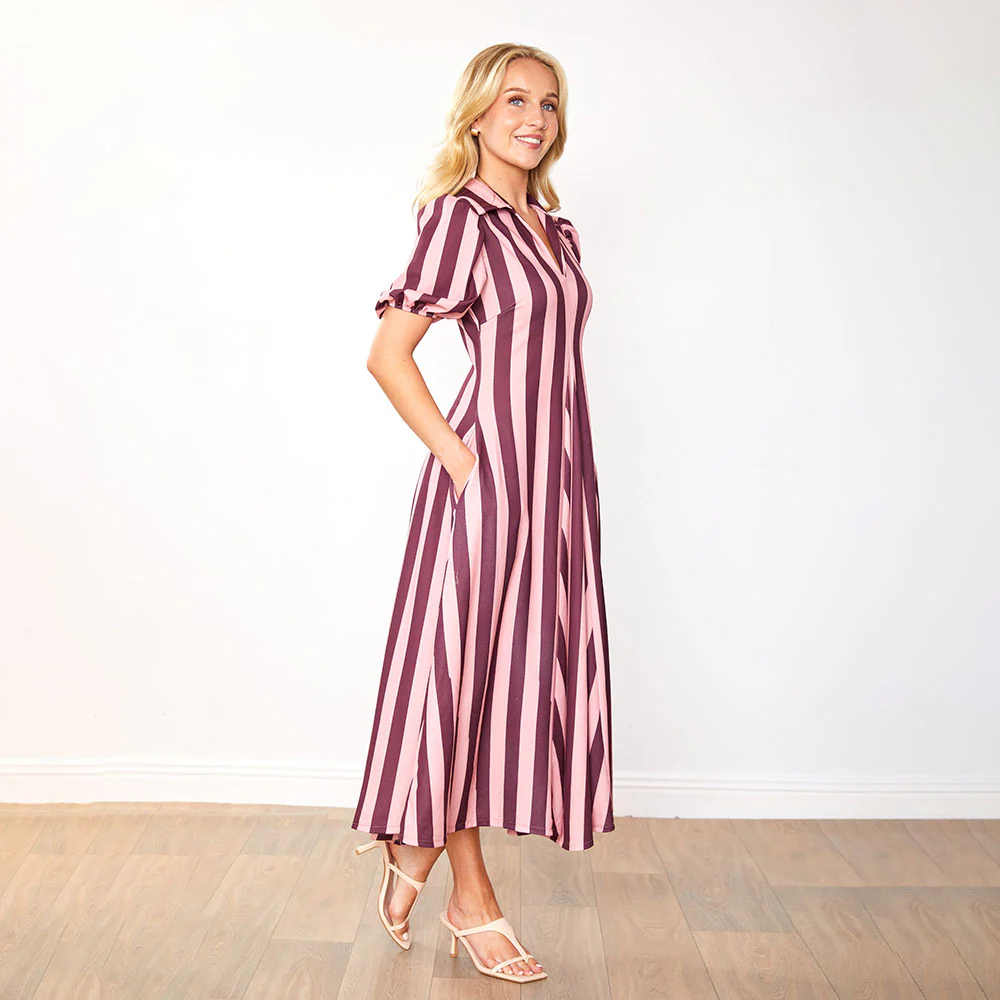 Hazel Dress (Berry Stripe) - Image 17