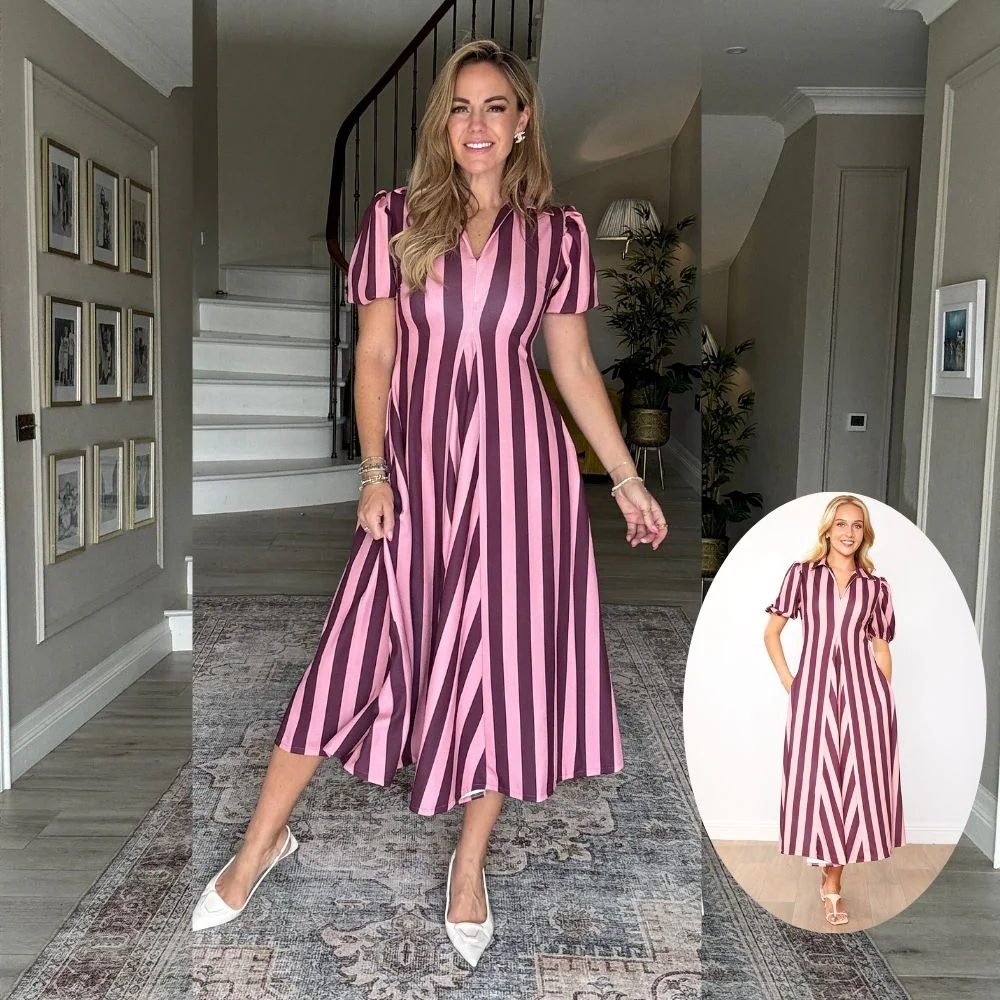 Hazel Dress (Berry Stripe) - Image 2