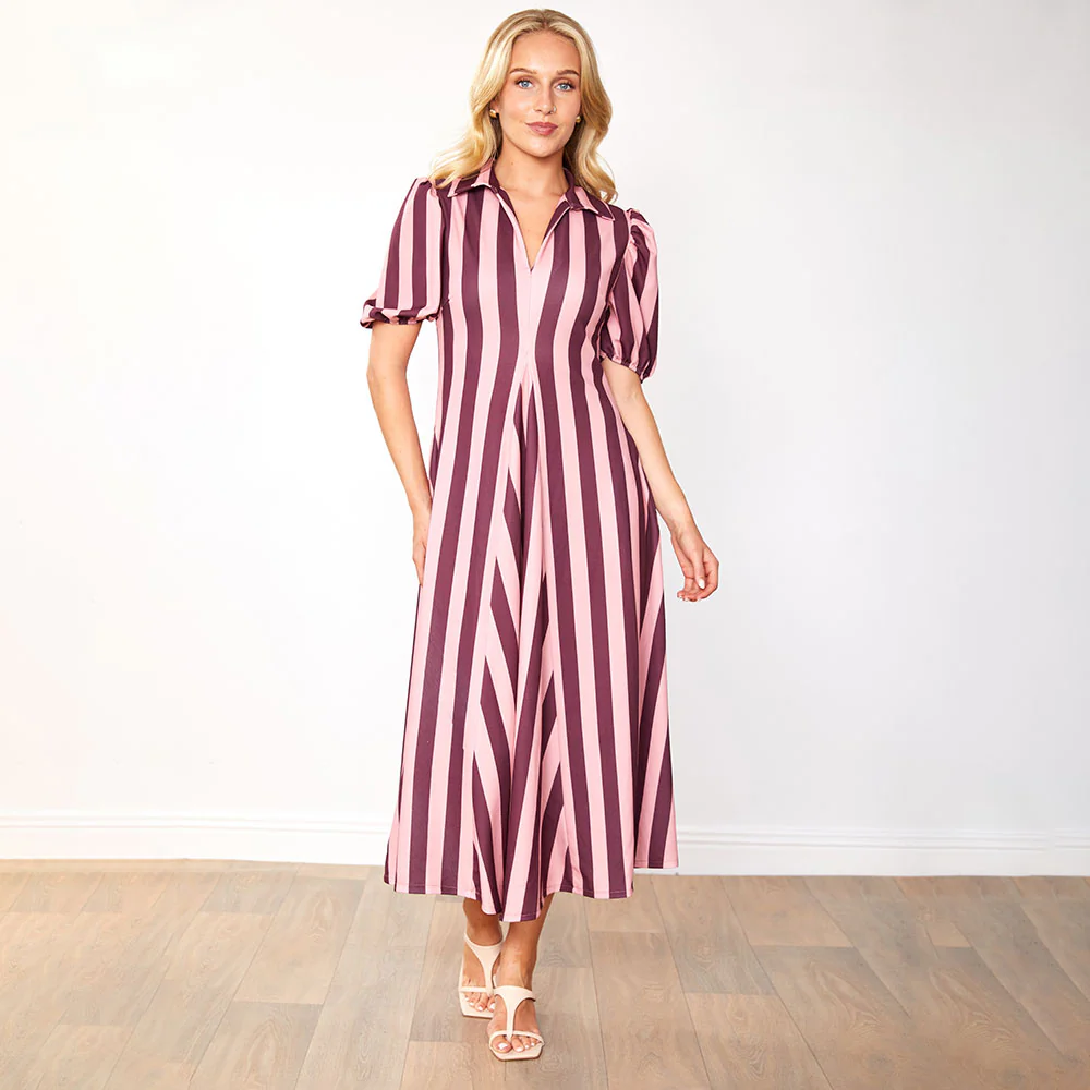 Hazel Dress (Berry Stripe) - Image 5