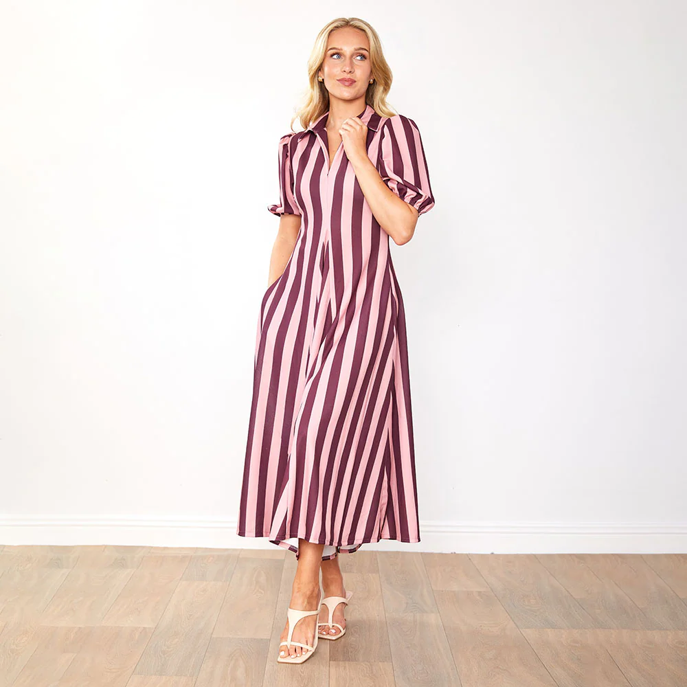 Hazel Dress (Berry Stripe) - Image 6