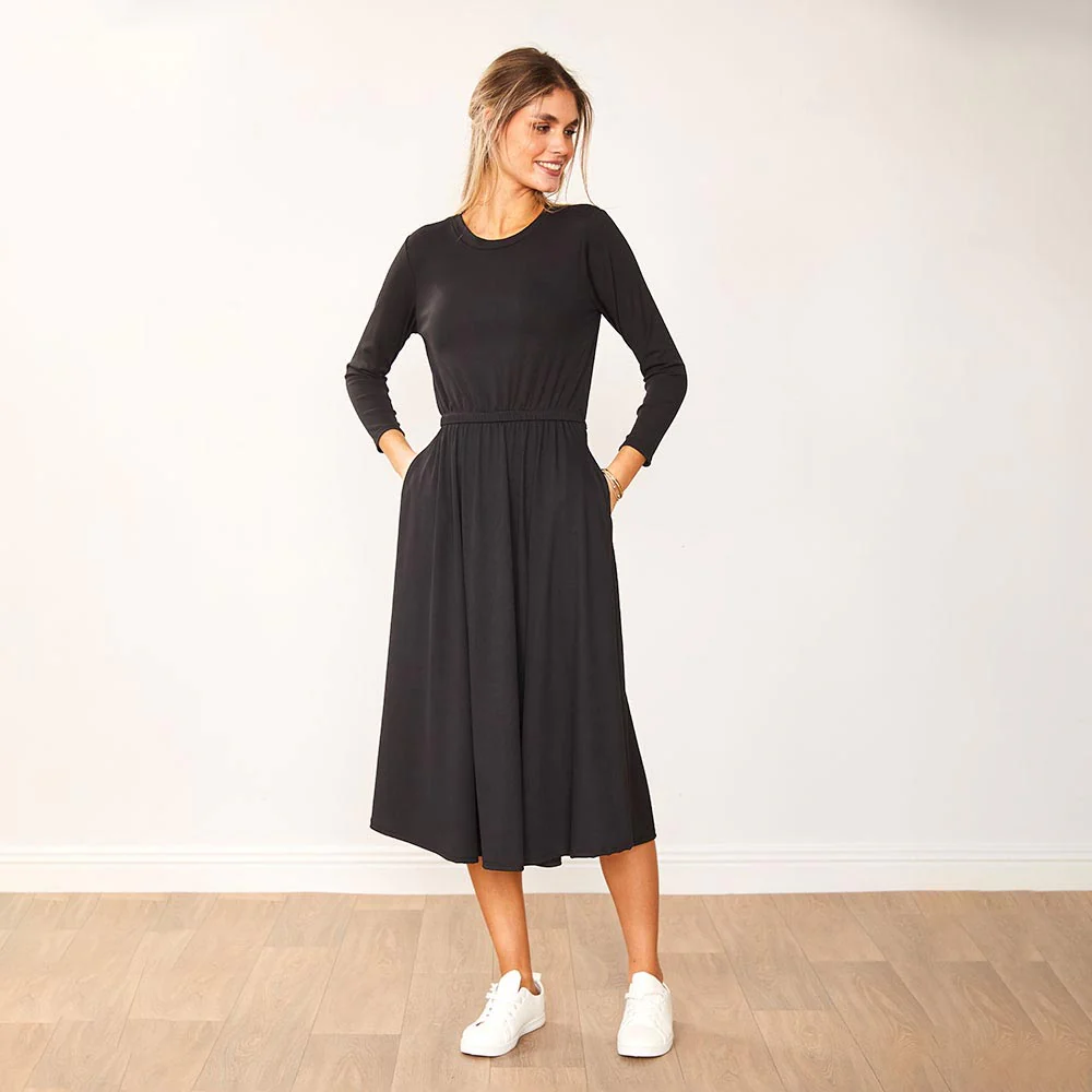 Heidi Dress Black & Navy (2 for €68) - Image 4