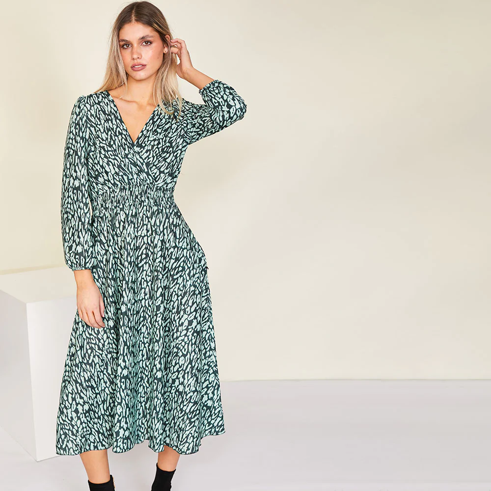 Ivy Wrap Dress (Green) - Image 6