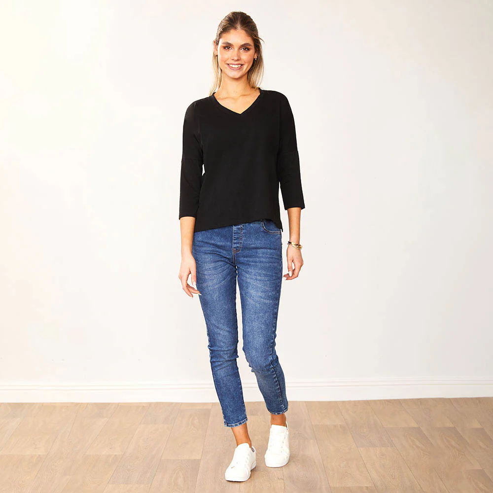 Jasmine V Neck Top (Black) - Image 8