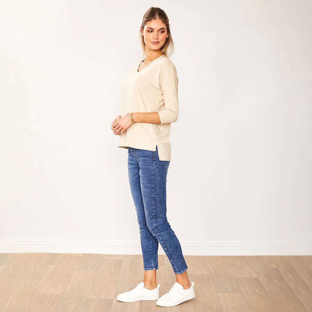 Jasmine V Neck Top (Cream) - Image 3