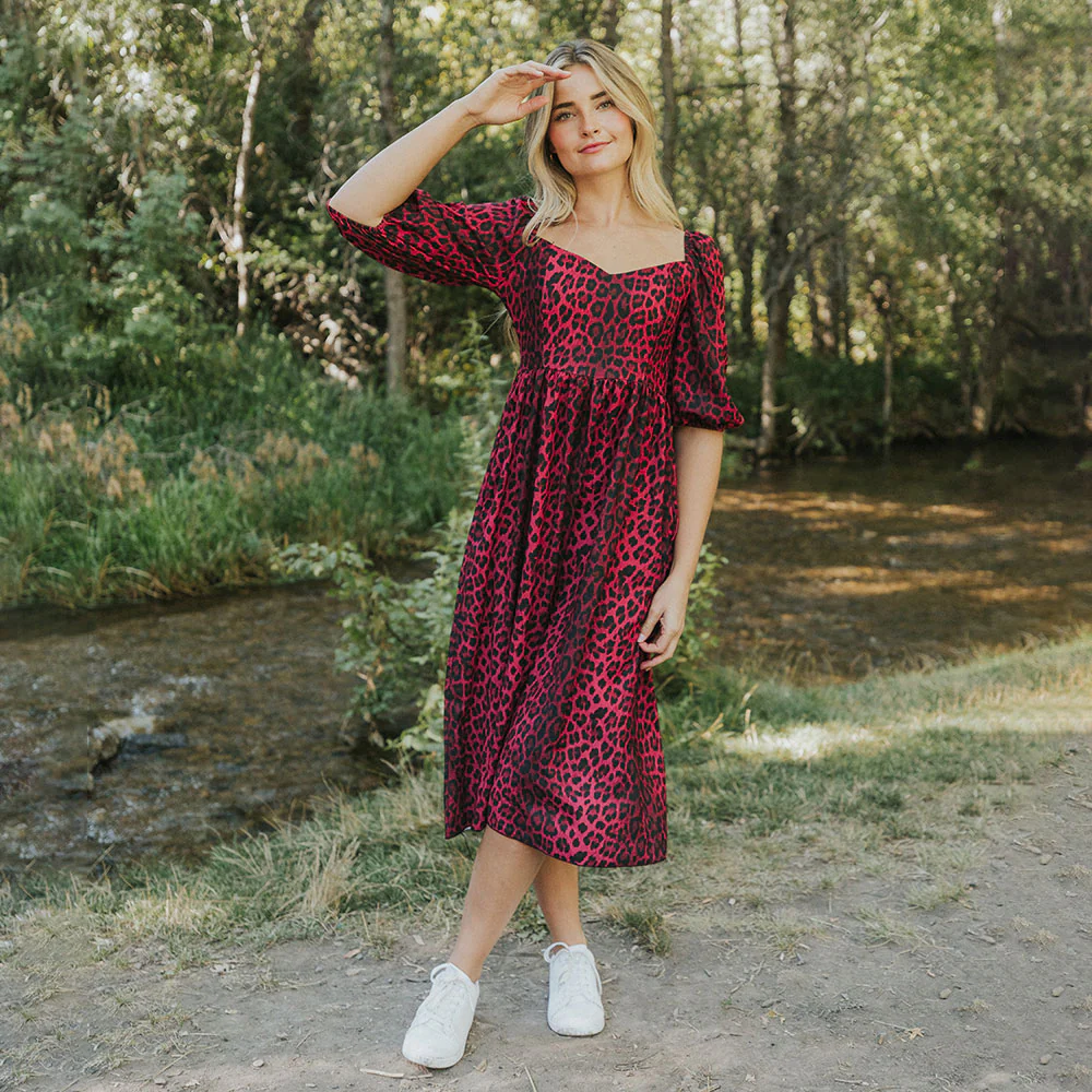 Kadie Leopard Dress (Burgundy) - Image 8