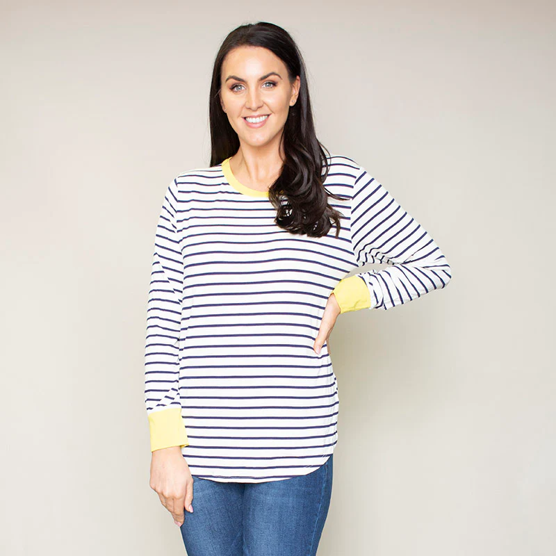 Katie Contrast Cuff Stripe Top (Dandelion) - Image 7