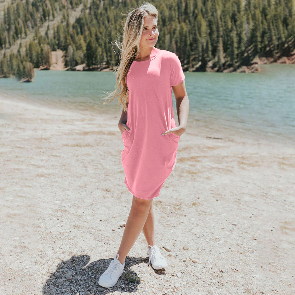 Kinsley T-Shirt Dress (Pink) - Image 3