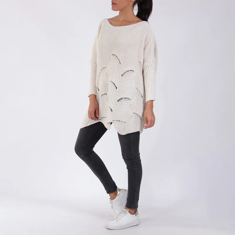 Kira Knit Oversized Sweater Cream - Image 2