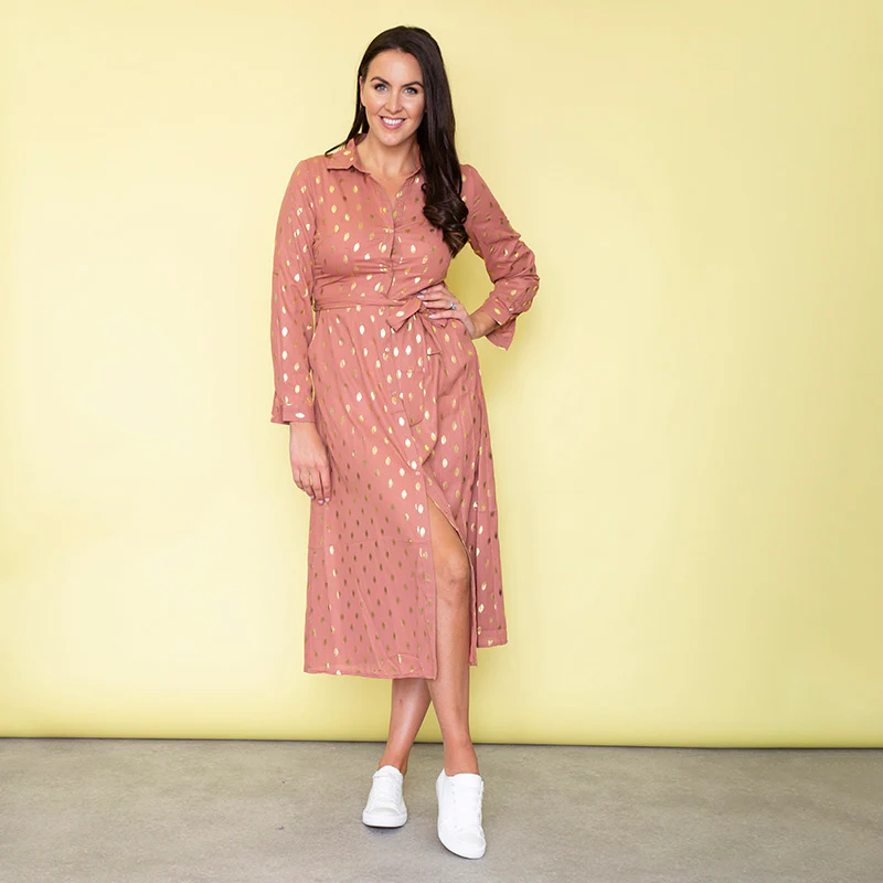 Cassie Shirt Midi Dress (Dusty Rose) - Image 10
