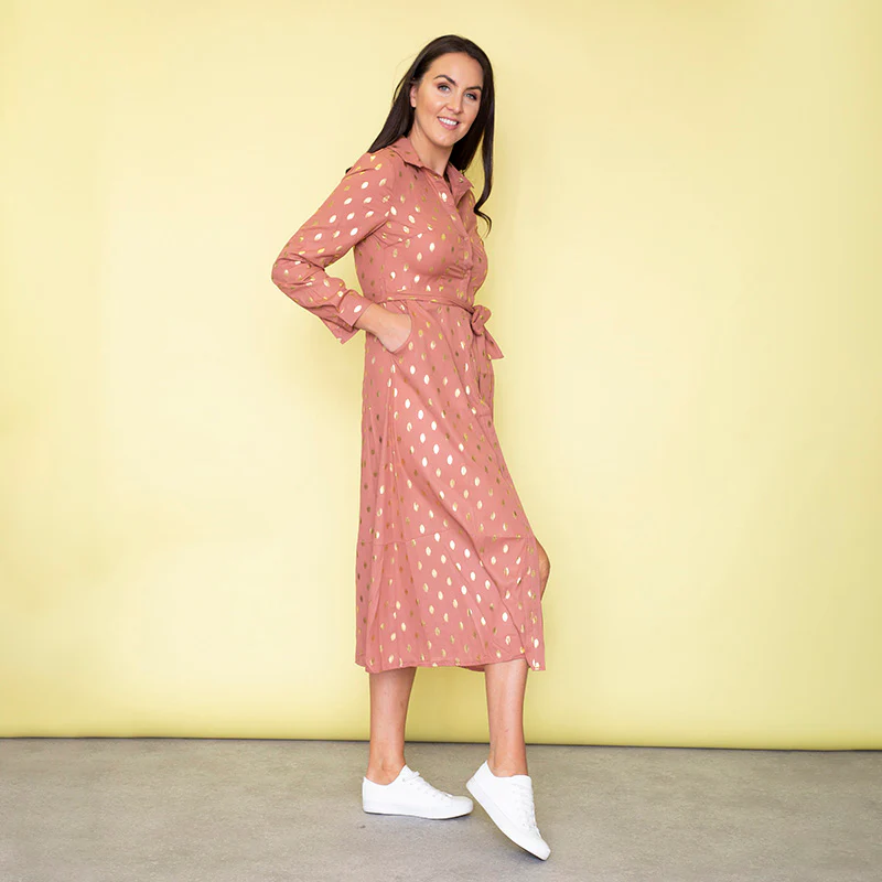 Cassie Shirt Midi Dress (Dusty Rose) - Image 3