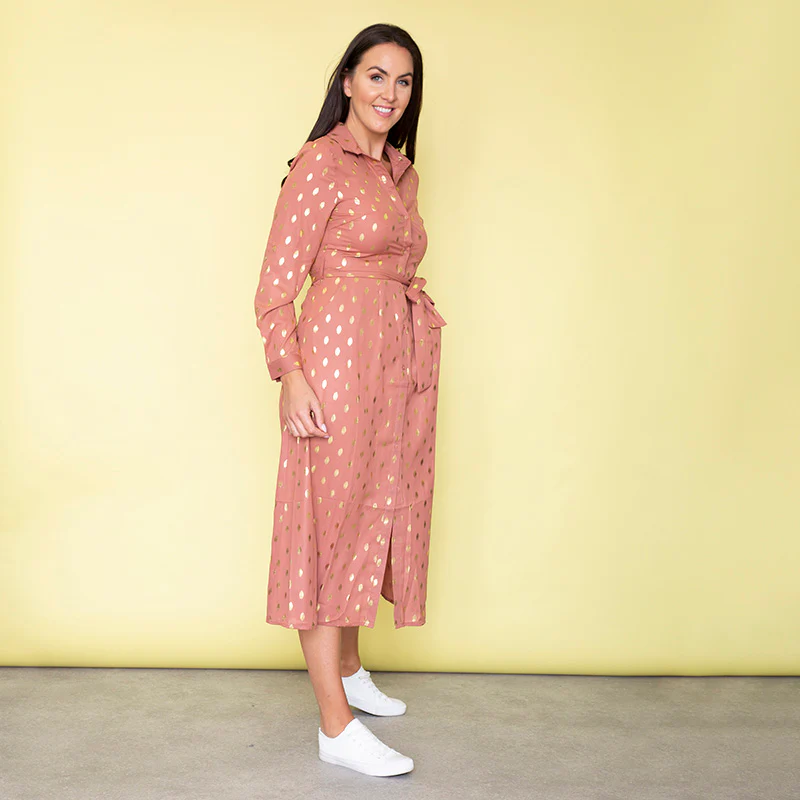 Cassie Shirt Midi Dress (Dusty Rose) - Image 4