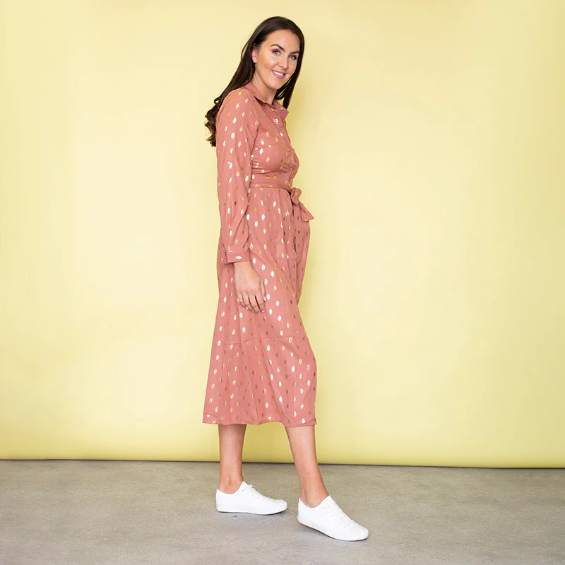 Cassie Shirt Midi Dress (Dusty Rose) - Image 5