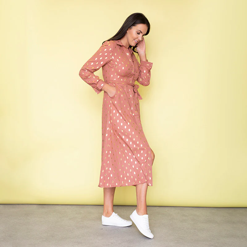 Cassie Shirt Midi Dress (Dusty Rose) - Image 6