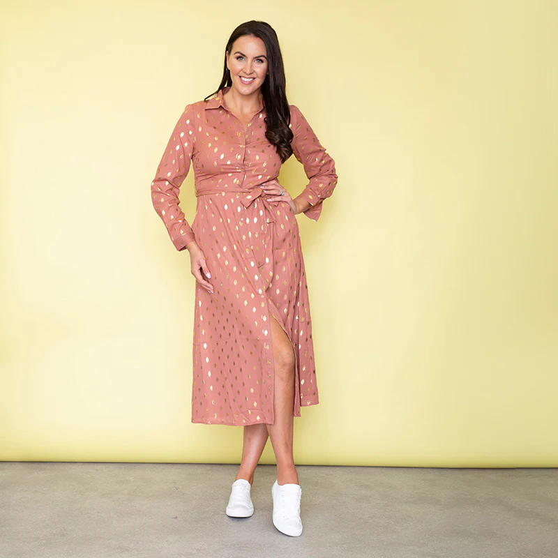 Cassie Shirt Midi Dress (Dusty Rose) - Image 8