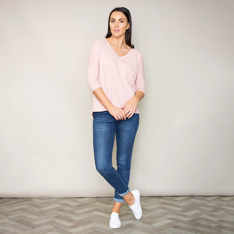 Perry Relaxed Fit V Neck Top (Blush) - Image 3