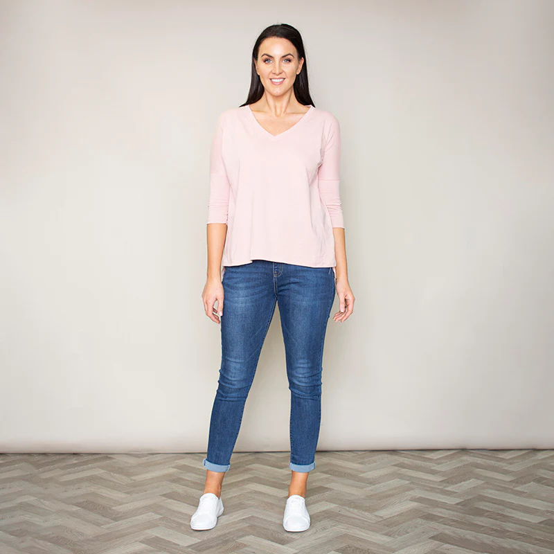 Perry Relaxed Fit V Neck Top (Blush) - Image 4