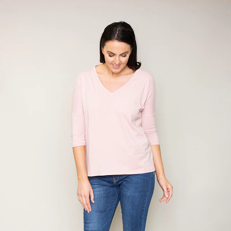Perry Relaxed Fit V Neck Top (Blush) - Image 6