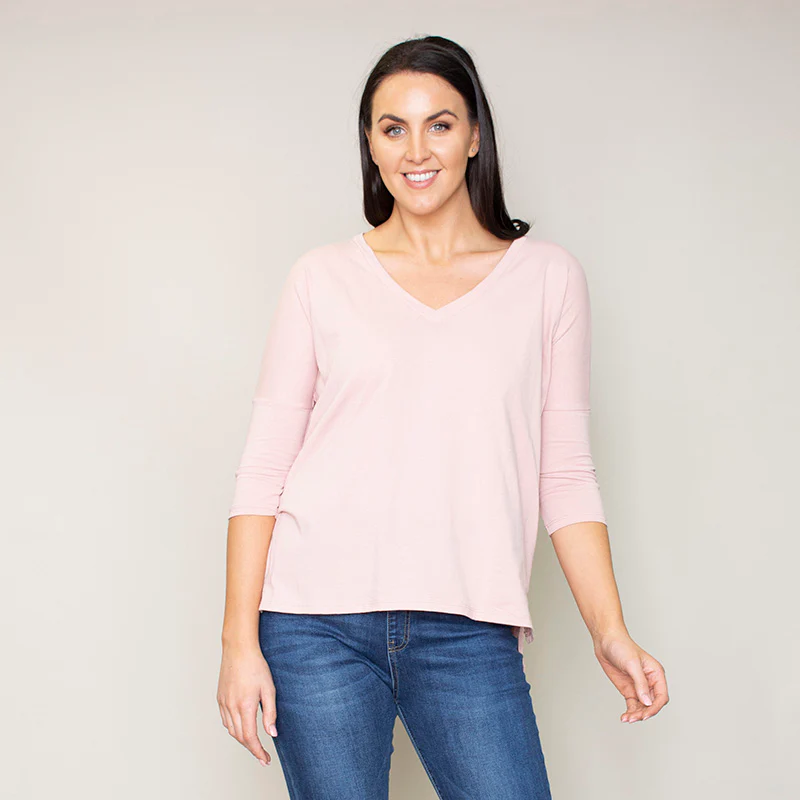 Perry Relaxed Fit V Neck Top (Blush) - Image 8