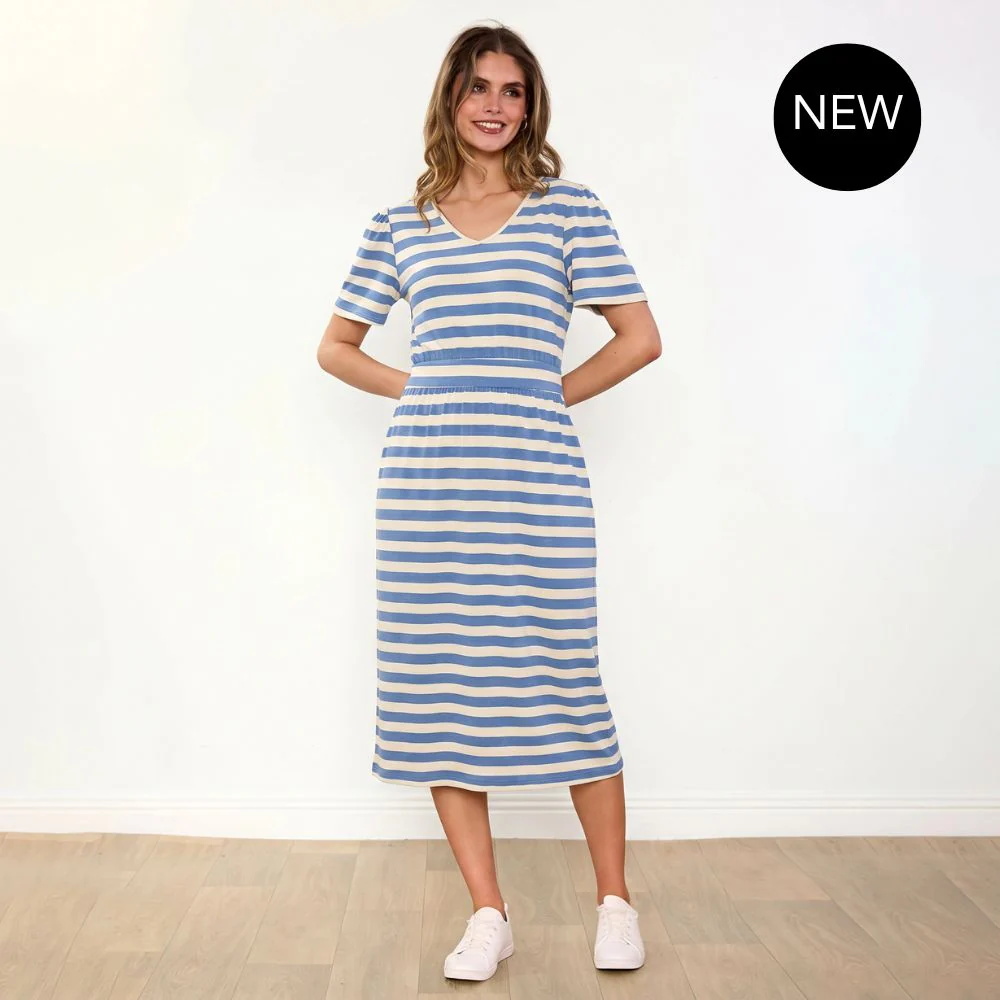 Lois Dress (Blue Stripe)