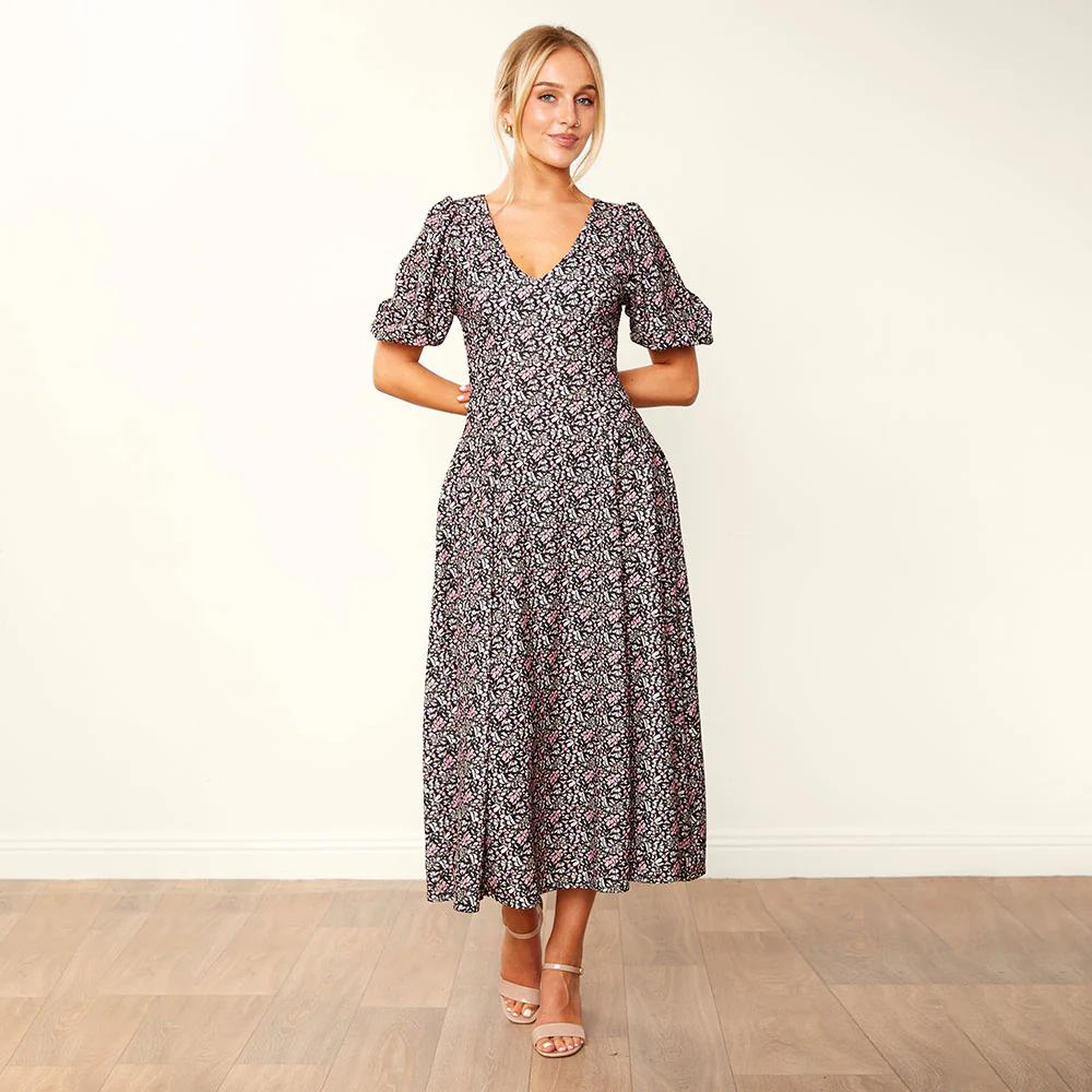 Lucy Dress (Black/Pink Floral) - Image 4